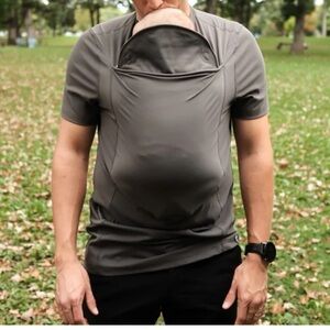 Lalabu Gray, baby wearing XL T-Shirt.